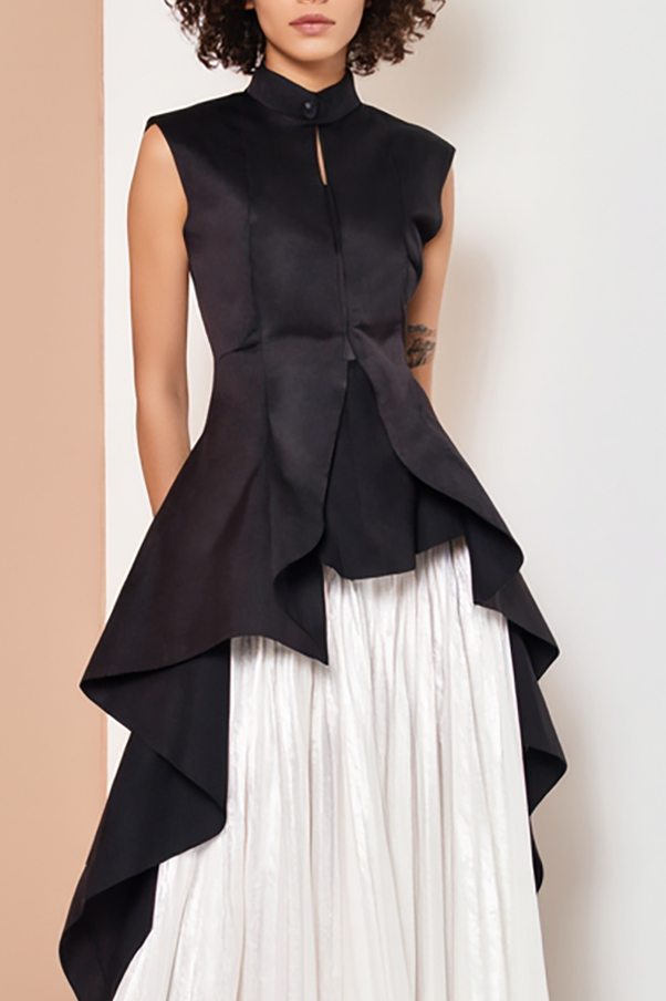 Semi-Formal Party Dress Black White Sleeveless Pleated Maxi Dress