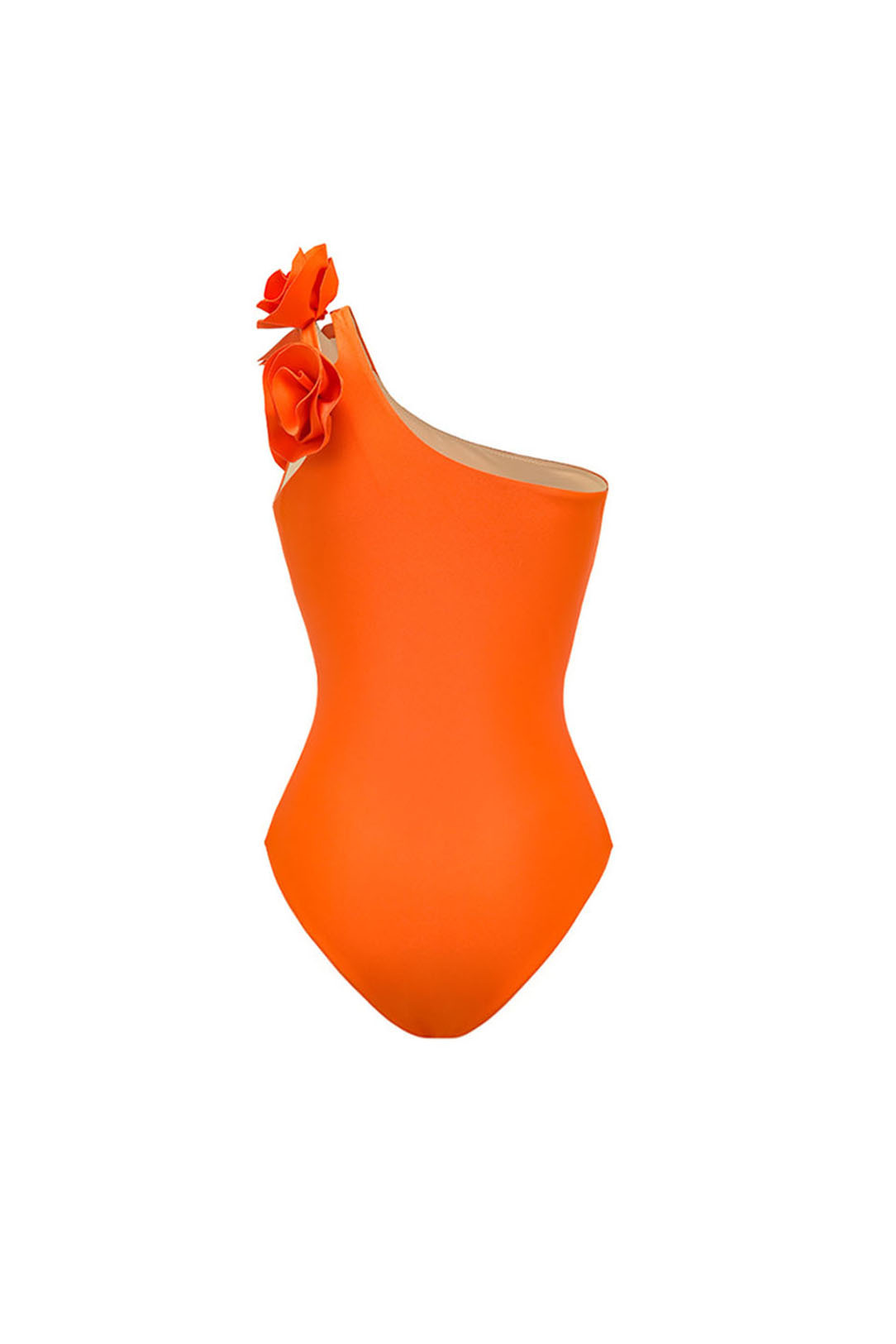 3D Flower Straps Orange One-Piece Swimsuit and Cover-Up