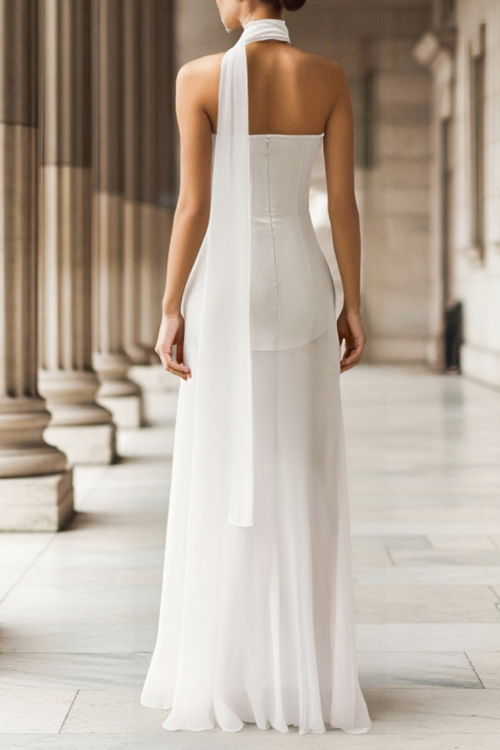 Evening Formal Dress Whtie Strapless Maxi Dress