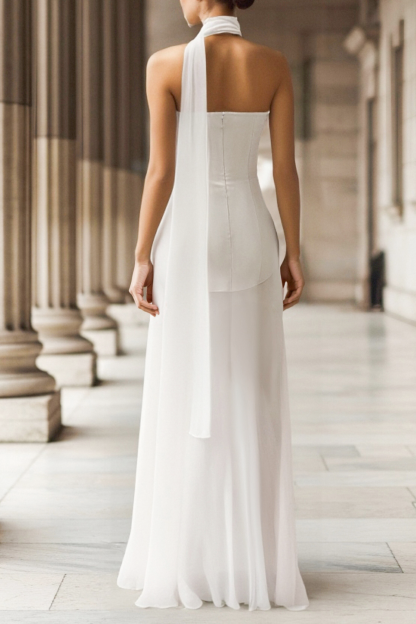 Evening Formal Dress Whtie Strapless Maxi Dress