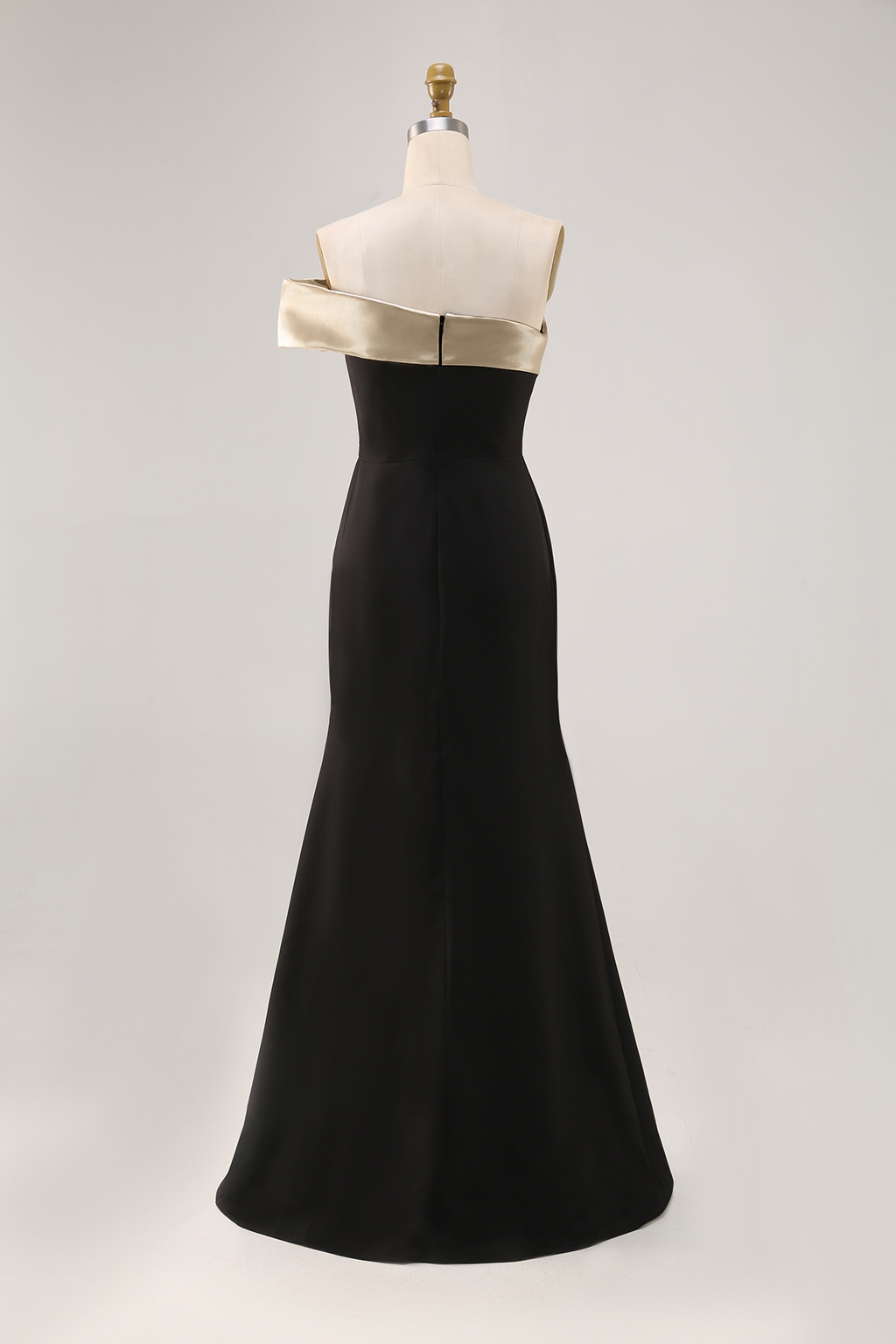 Formal Prom Dress Off-The-Shoulder Color-block Side Slit Maxi Dress