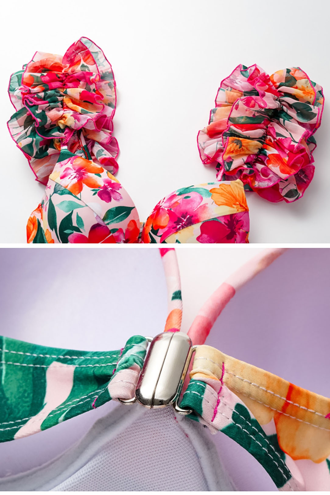 3D Printed Backless Ruffled Suspender One-Piece Swimsuit and Cover-Up