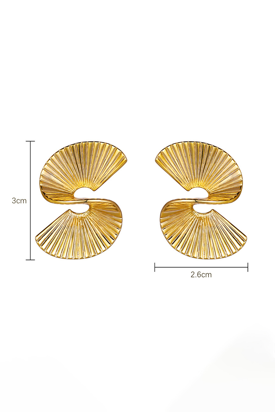 Gold Minimalist Fan Shape Earrings