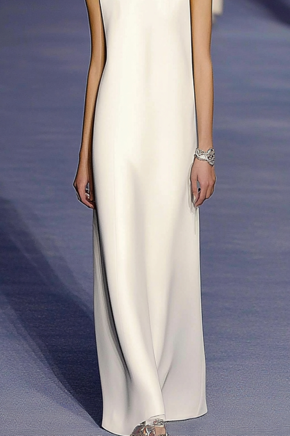 White Evening Gown Minimalist Satin Elegant Maxi Dress