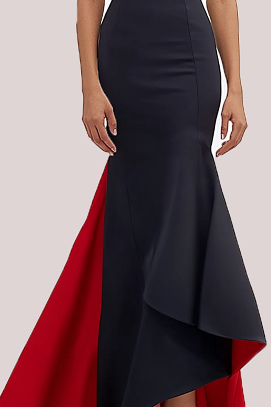 Women's Evening Gown Dress Contrast Color Boat Neck Maxi Dress