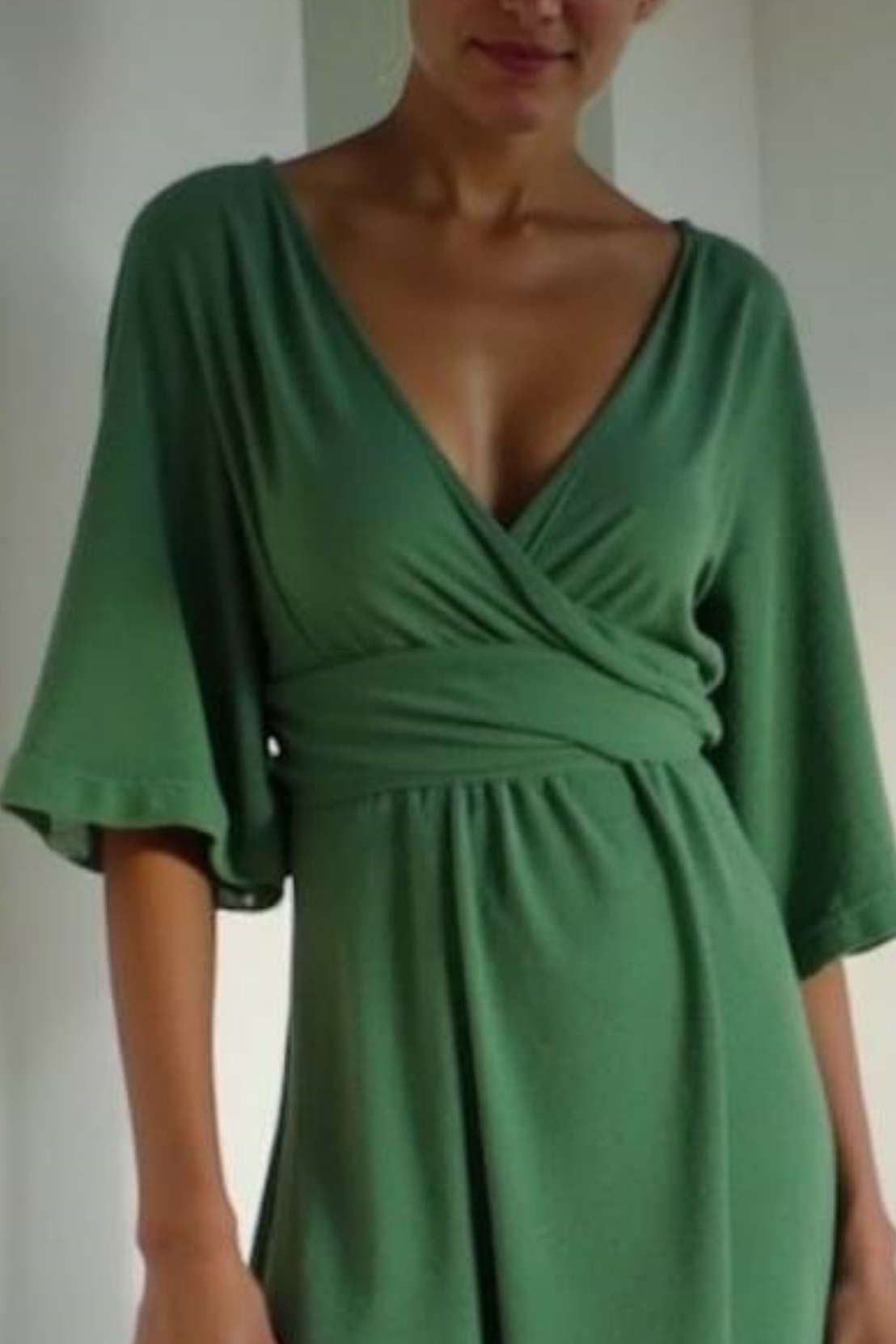 Semi Formal Dresses Green V Neck Ombre Floor-Length