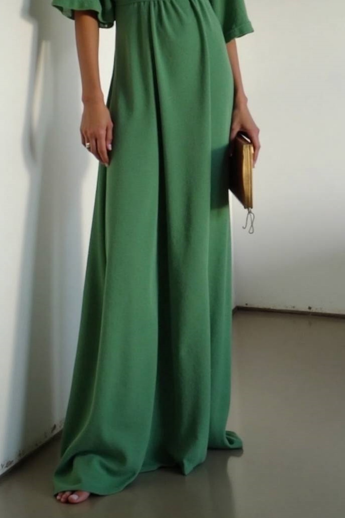 Semi Formal Dresses Green V Neck Ombre Floor-Length