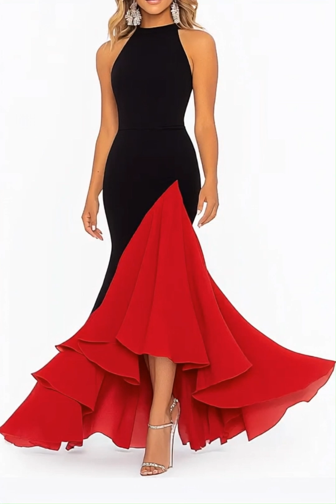 Formal Party Crew Neck Mermaid Maxi Dress