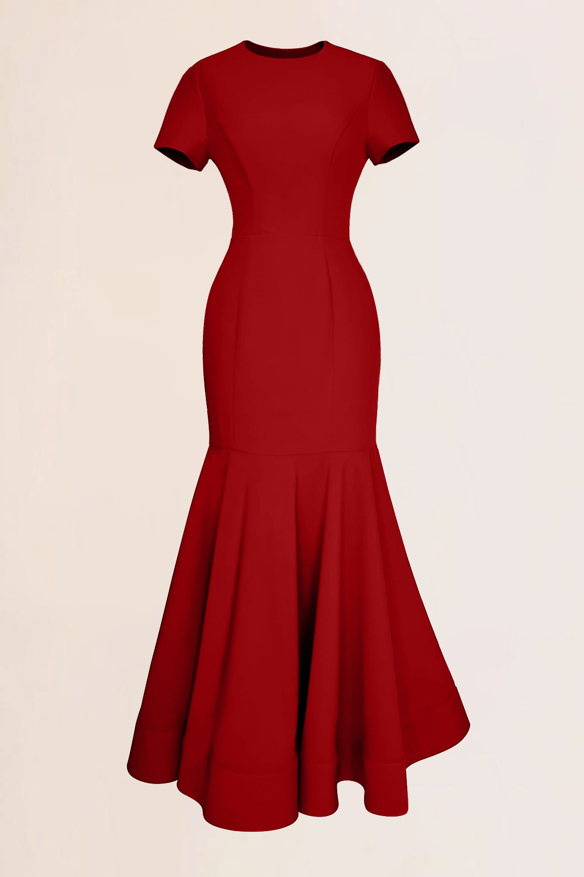 Work Party Formal Crew Neck Slim Fit Red Maxi Dress