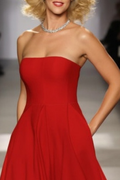 Cocktail ​Party ​​Dress Red Strapless A-Line Midi Dress