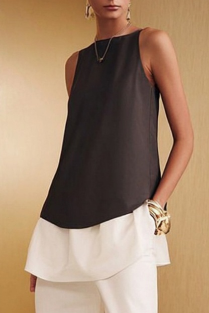 Casual Outfit Sets Black White Crew Neck Ruffle Pants Set