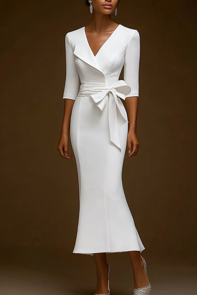 Bow Knot Blazer Midi Dress