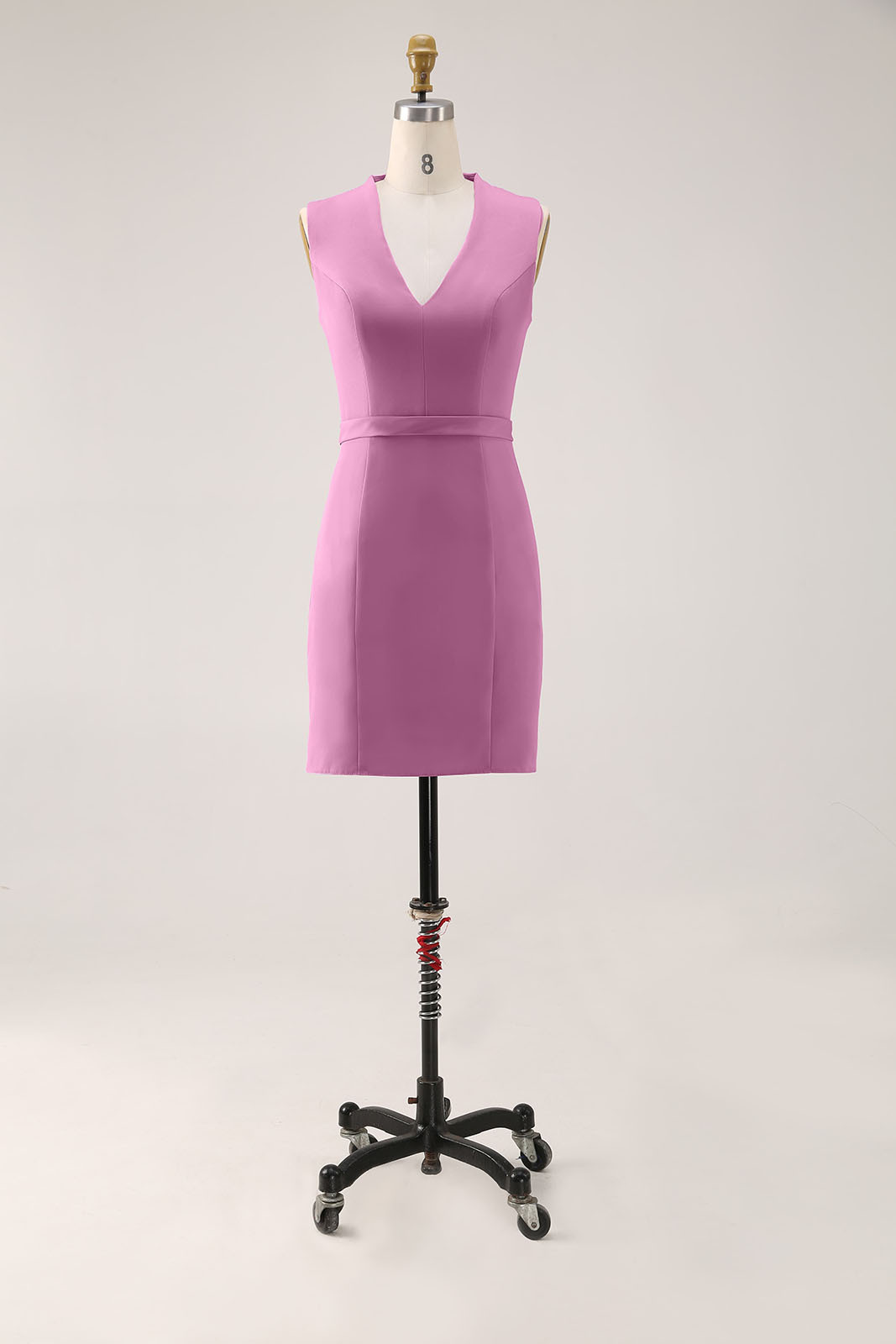 Daily Cocktail Dress Purple Sleeveless V-Neck Fitted Knee-Length Dress