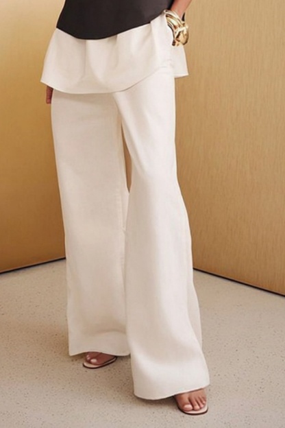 Casual Outfit Sets Black White Crew Neck Ruffle Pants Set