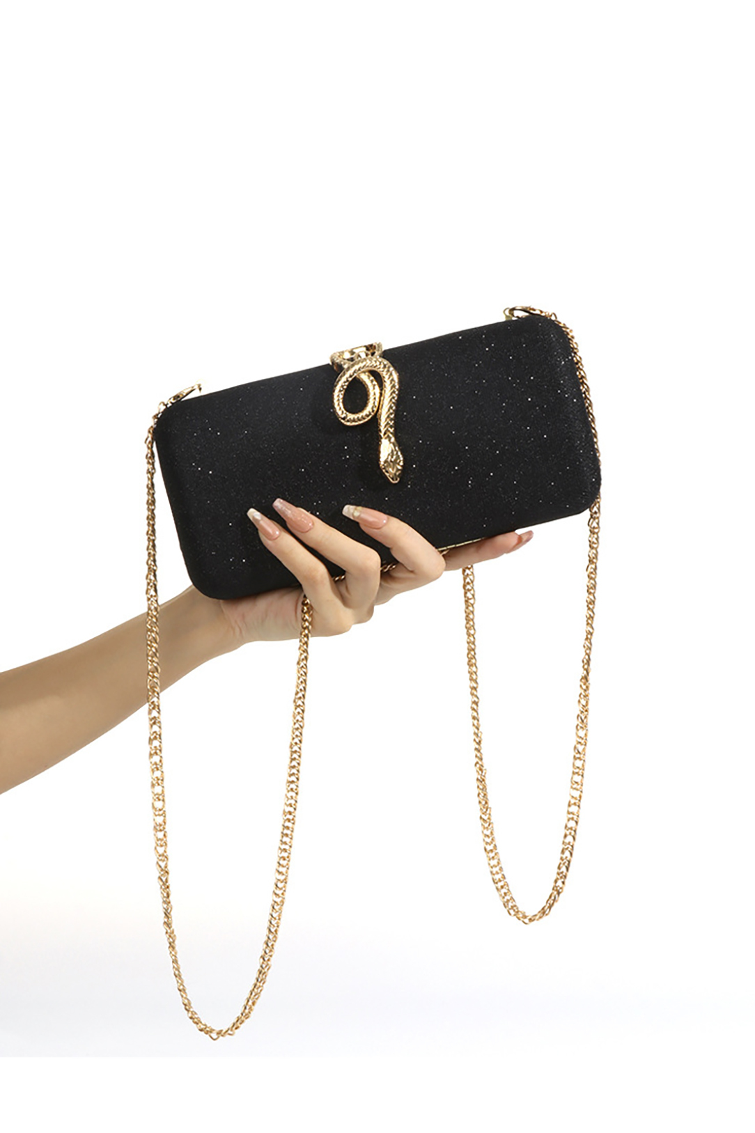 Snake Buckle Shiny Banquet Bag Party Chain Clutch