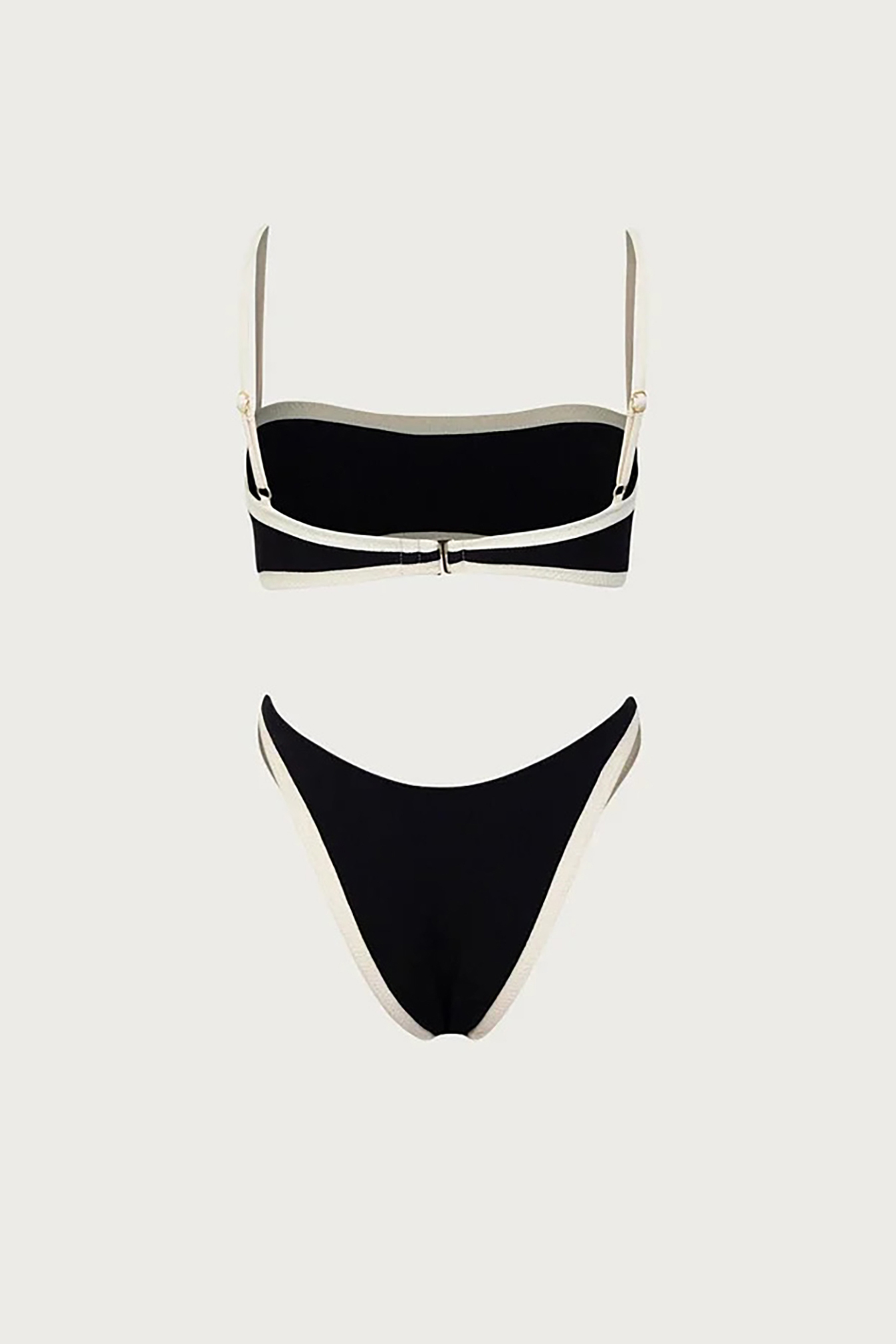 Black and White Colorblocked Lines Bikini Swimsuit