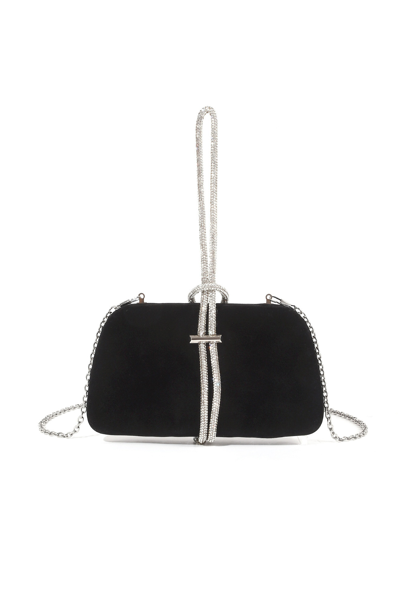 Vintage Velvet Handbag Rhinestone Evening Chain Bag