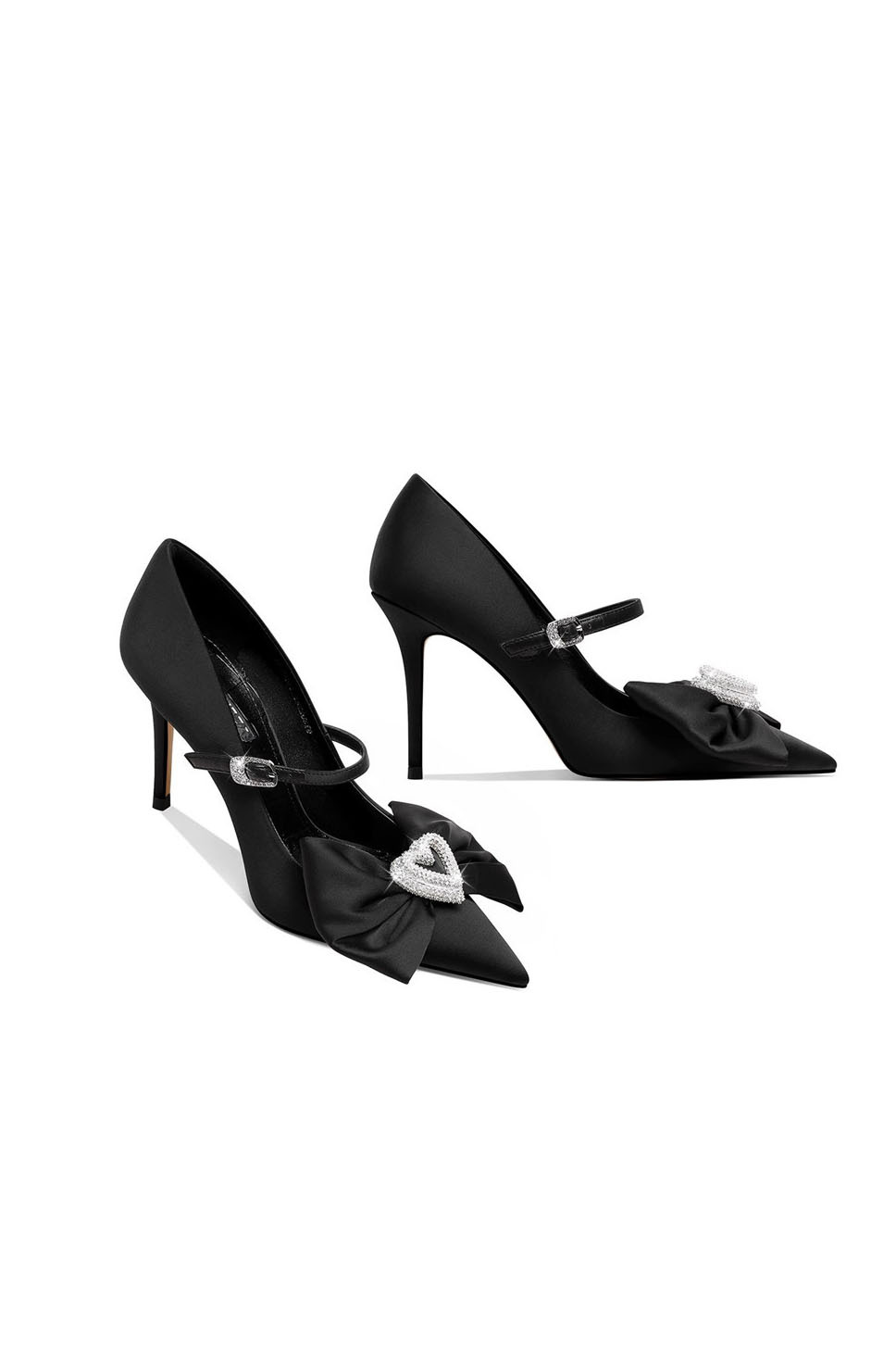 Bowknot Pointed Toe Heels Rhinestone Stiletto Heels 8cm