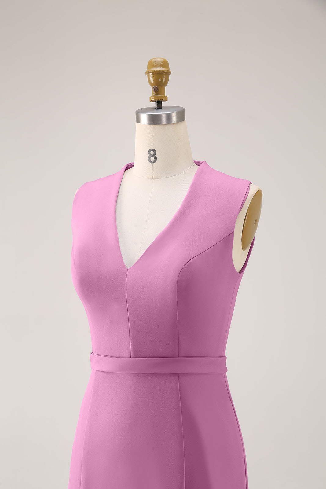 Daily Cocktail Dress Purple Sleeveless V-Neck Fitted Knee-Length Dress