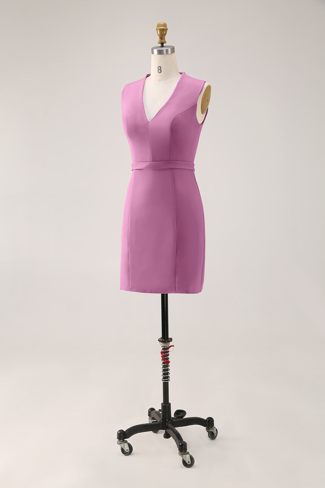 Daily Cocktail Dress Purple Sleeveless V-Neck Fitted Knee-Length Dress