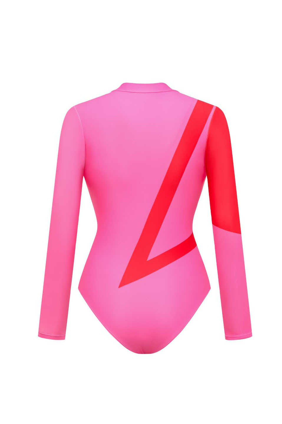 Long-Sleeved Printed Color-Blocked One-Piece Swimsuit and Cover-Up