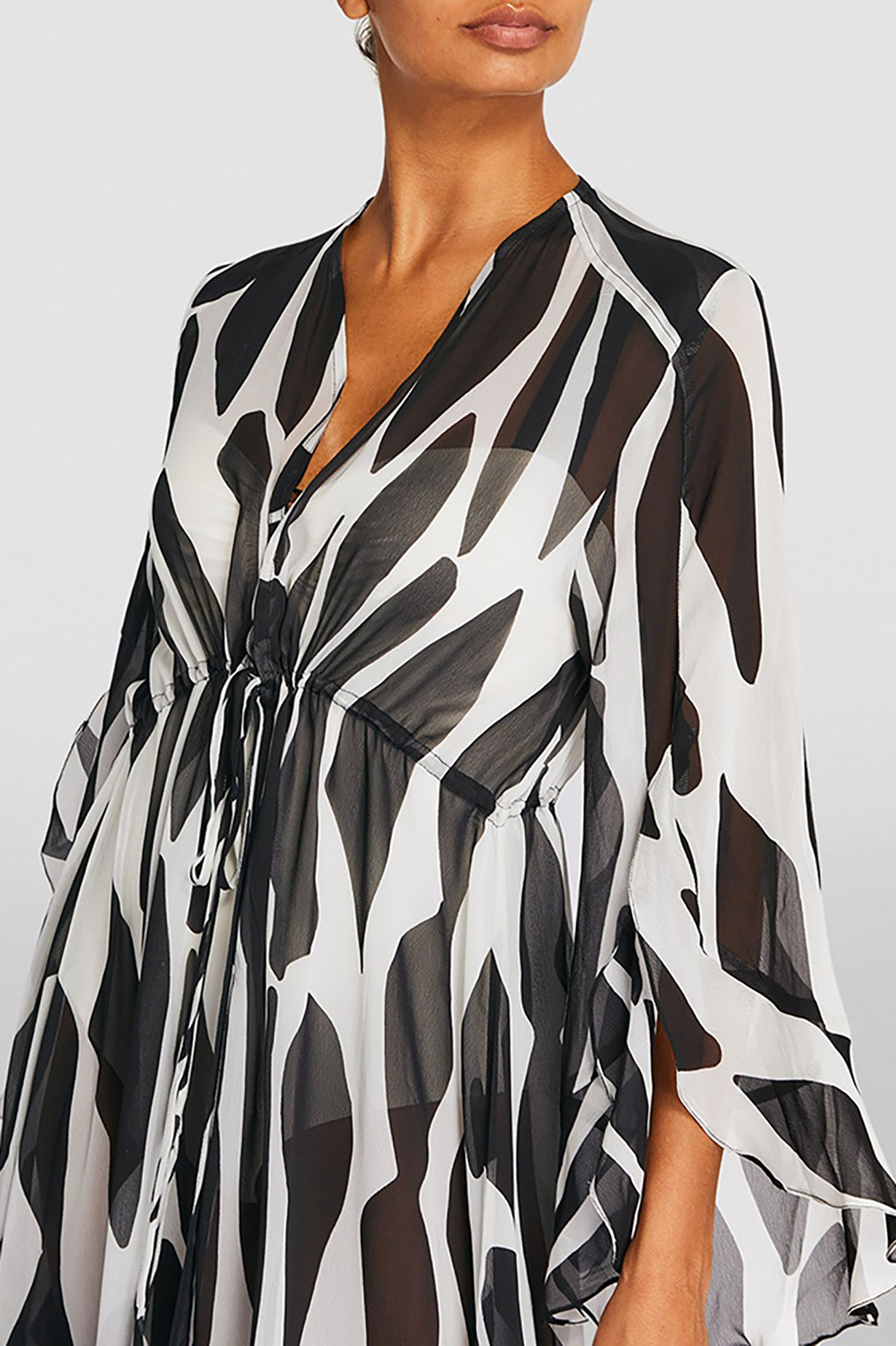 Hollow Cow Pattern High Waist Two-Piece Swimsuit and Cover-Up