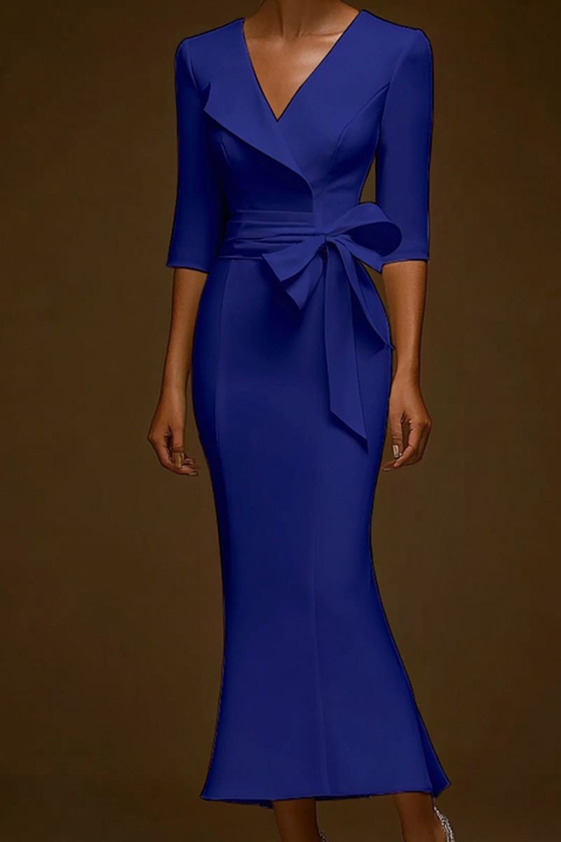 Bow Knot Blazer Dress Work Semi Formal Business Midi Dress