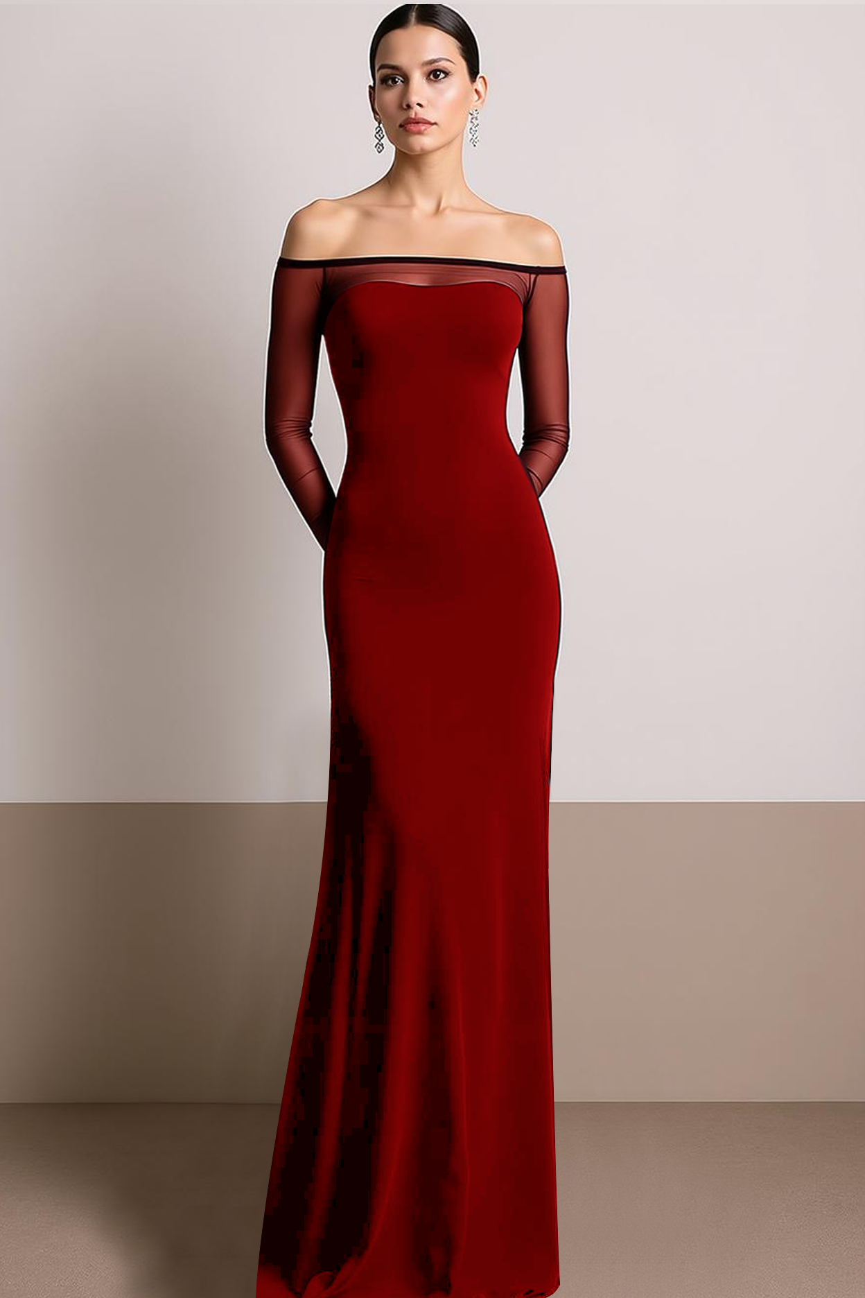 Formal Evening Dress Black Off the Shoulder Slit Maxi Dress