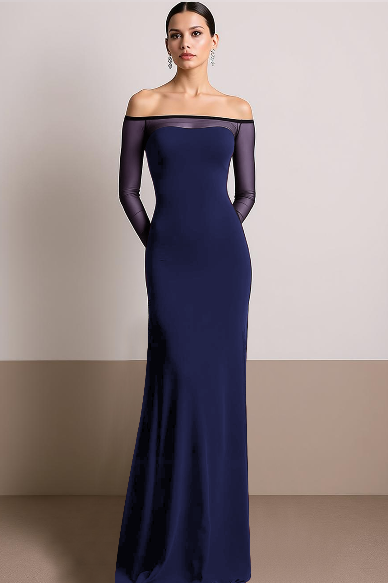 Formal Evening Dress Black Off the Shoulder Slit Maxi Dress