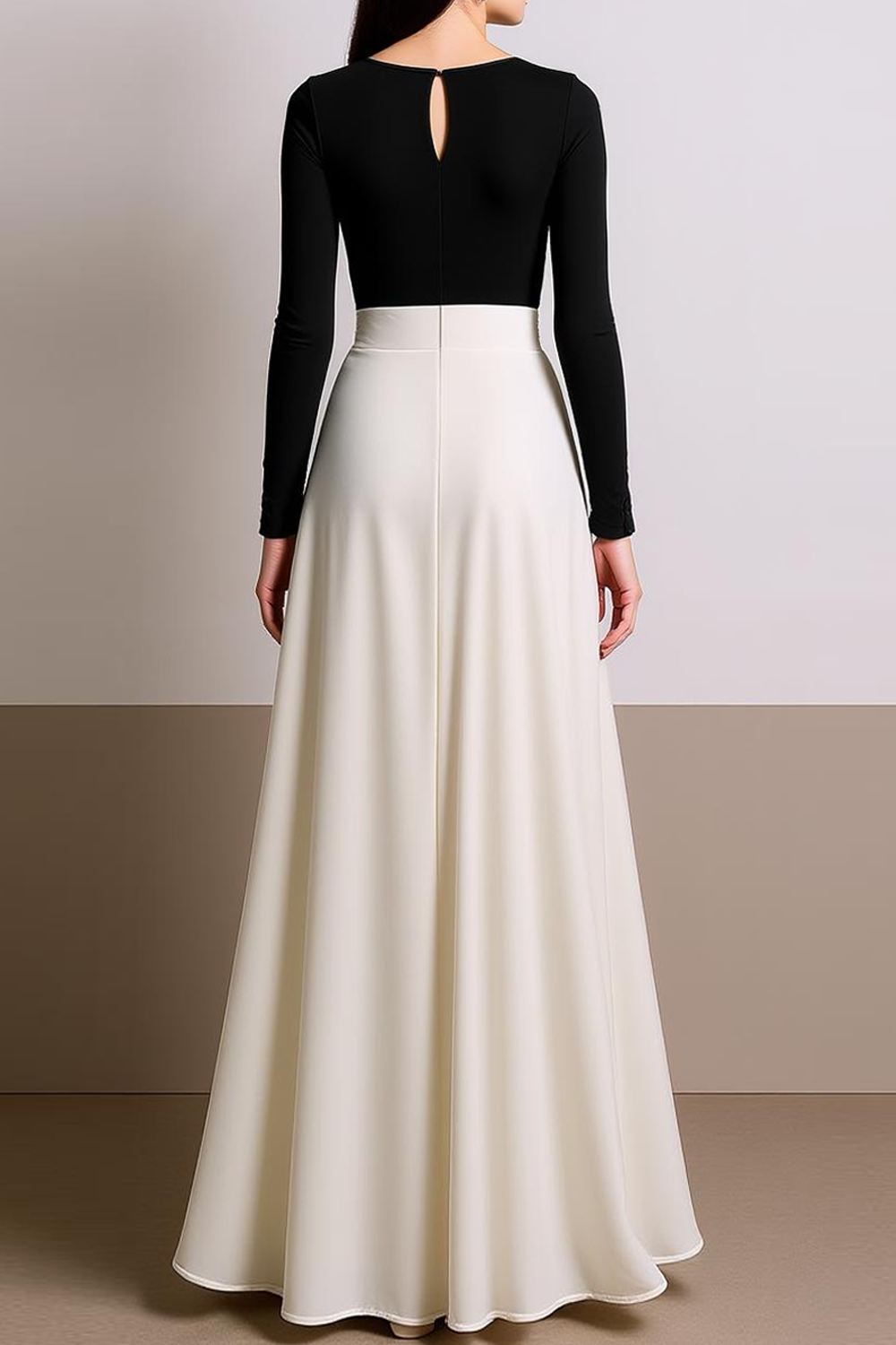 Evening Formal Dress White V-Neck Long Sleeves Maxi Dress