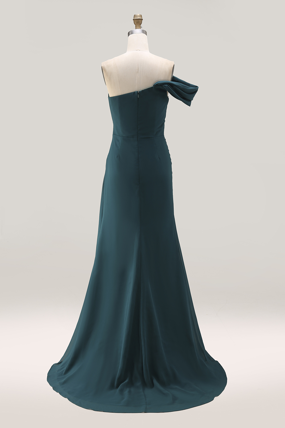 Evening Formal Dress Peacock Blue Sheath One Shoulder Maxi Dress