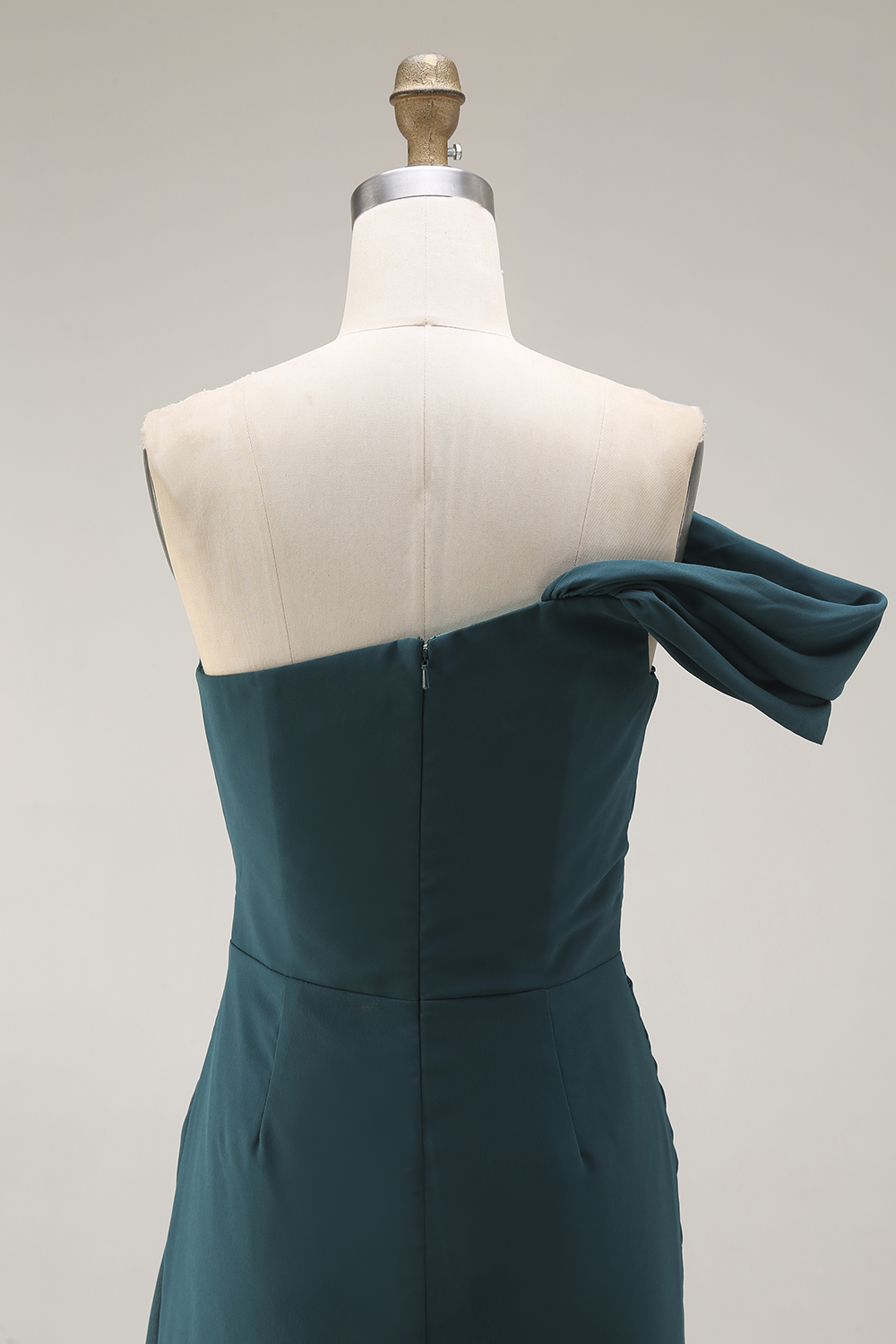 Evening Formal Dress Peacock Blue Sheath One Shoulder Maxi Dress