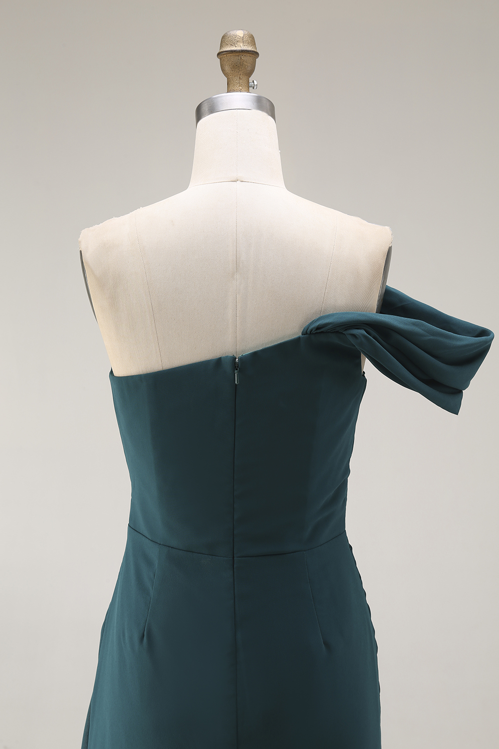 Evening Formal Dress Peacock Blue Sheath One Shoulder Maxi Dress