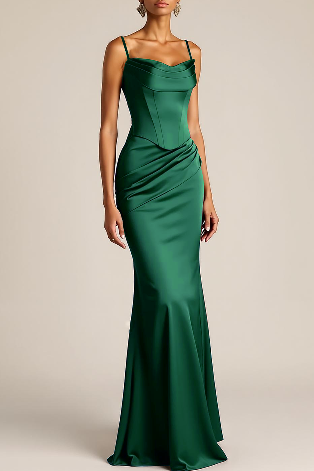 Formal Dress Brown Spaghetti Straps Maxi Dress