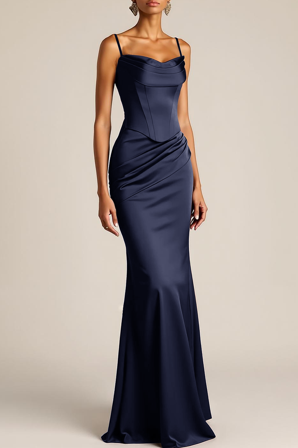 Formal Dress Brown Spaghetti Straps Maxi Dress