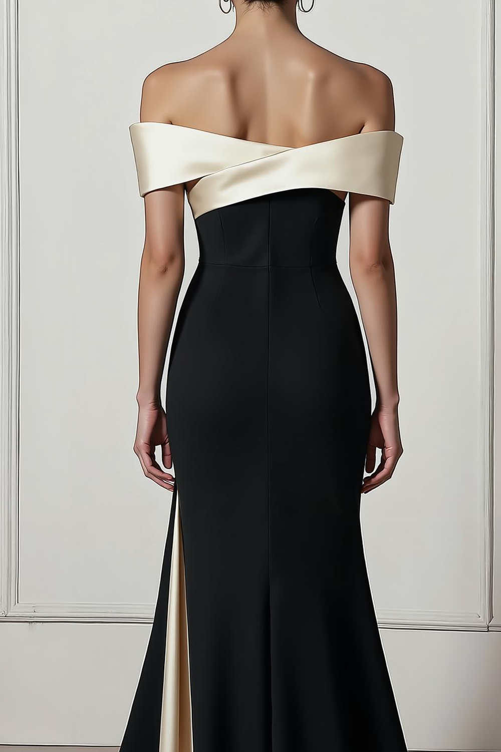 Formal Prom Dress Black Off the Shoulder Side Slit Maxi Dress