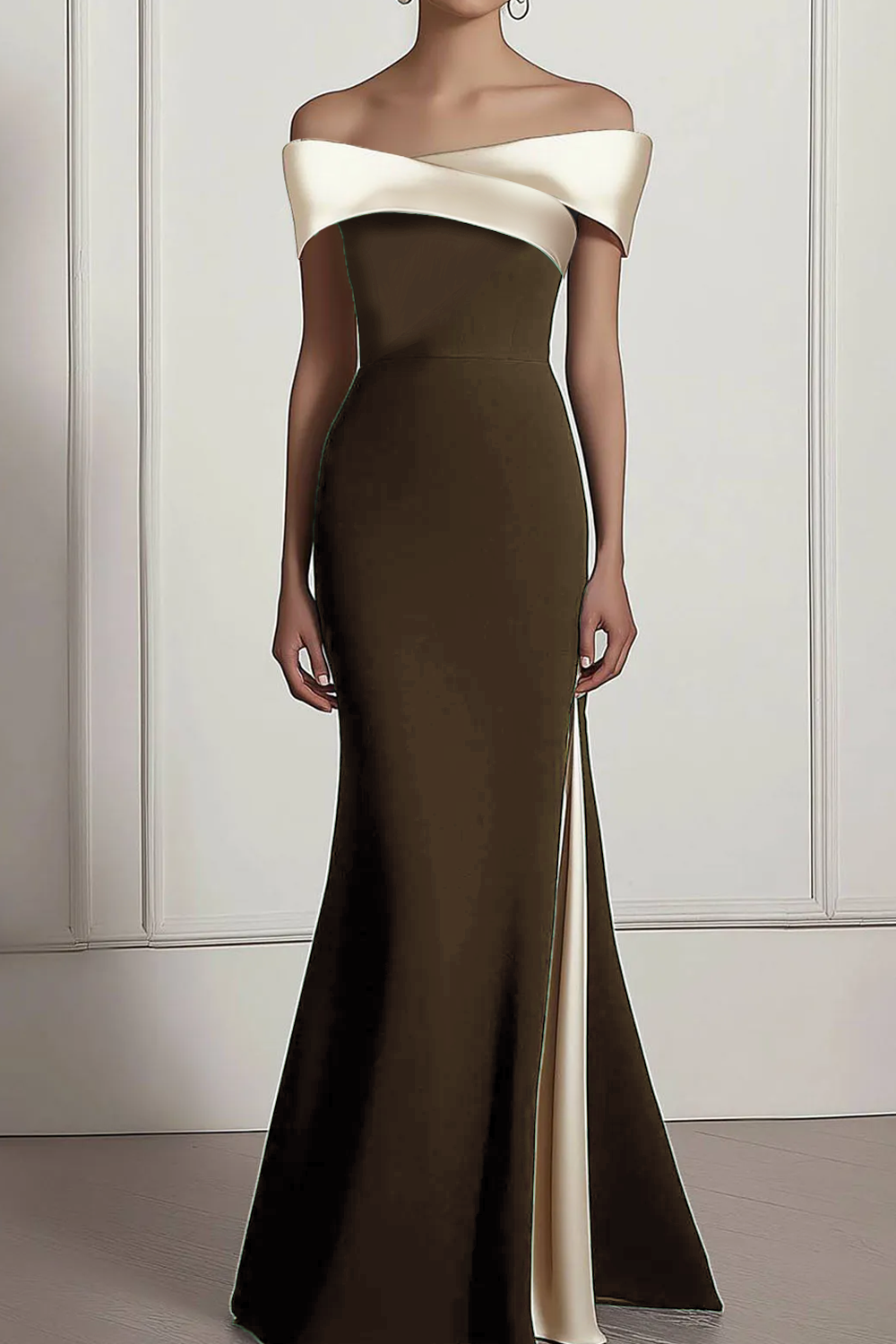 Formal Prom Dress Black Off the Shoulder Side Slit Maxi Dress
