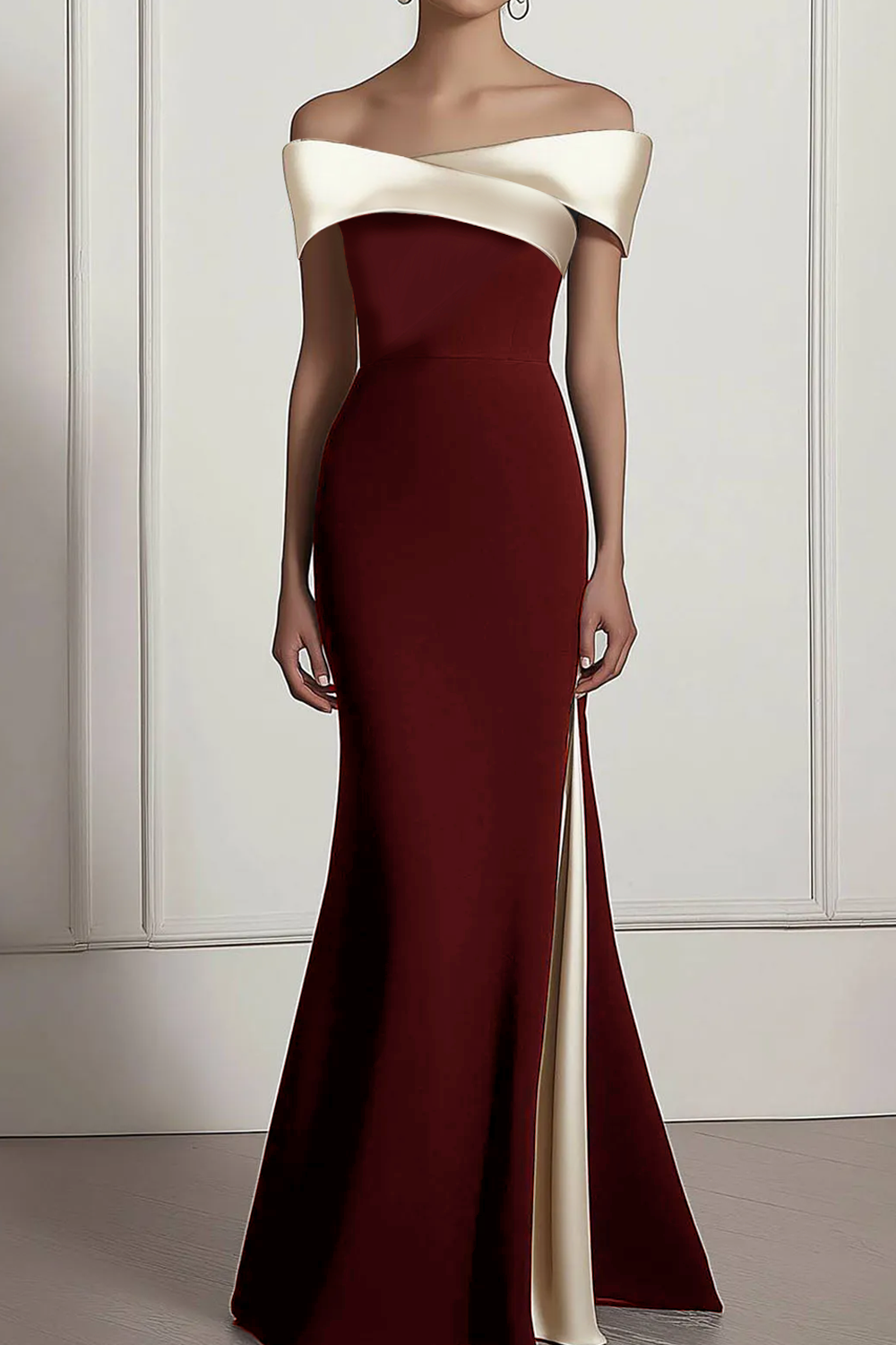 Formal Prom Dress Black Off the Shoulder Side Slit Maxi Dress