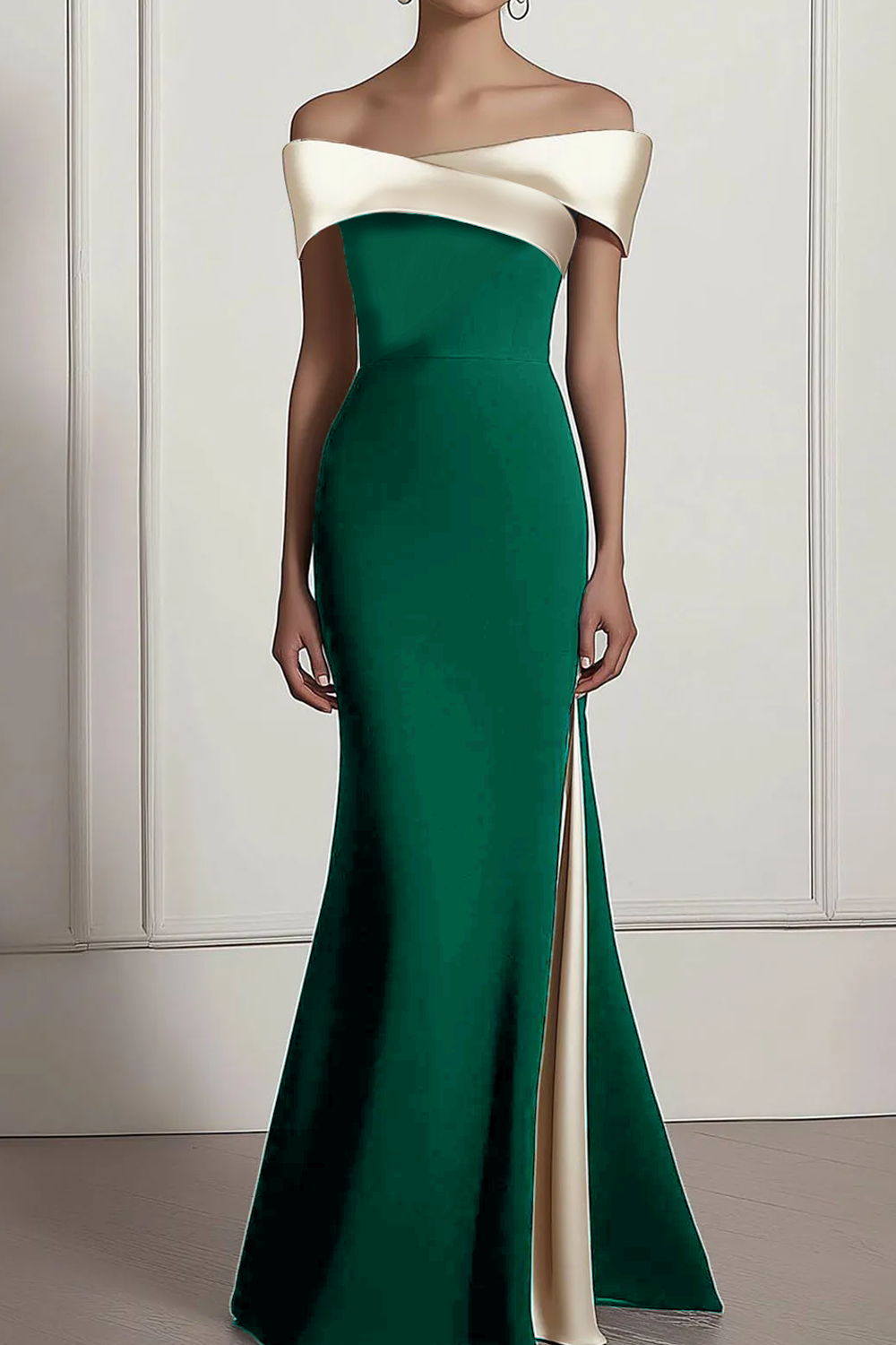 Formal Prom Dress Black Off the Shoulder Side Slit Maxi Dress