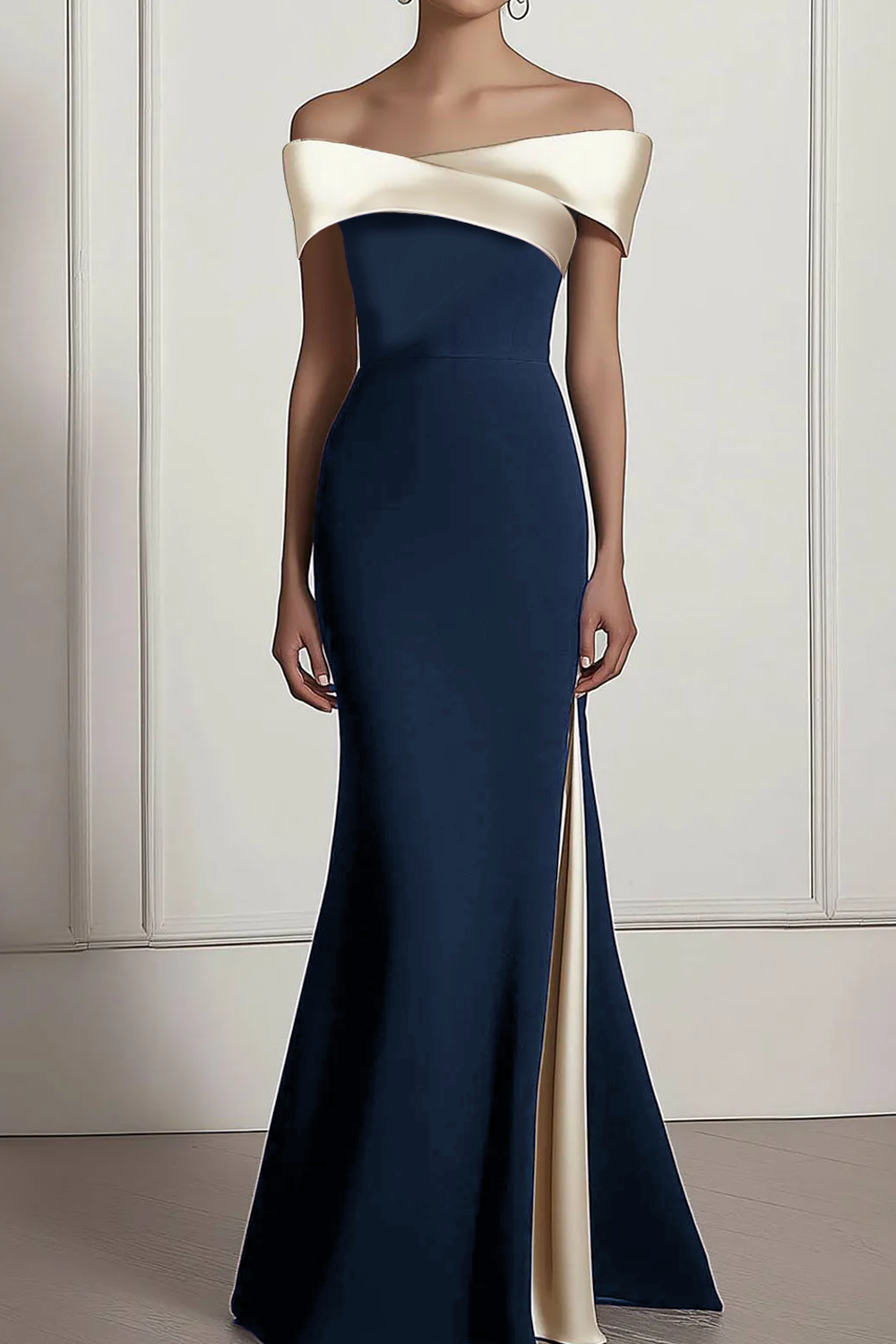 Formal Prom Dress Black Off the Shoulder Side Slit Maxi Dress