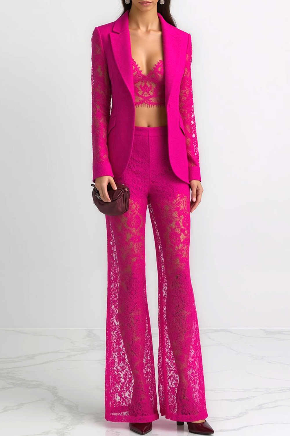 Party Outfit Sets Golden V Neck Sequin Bell Bottom Pants Set