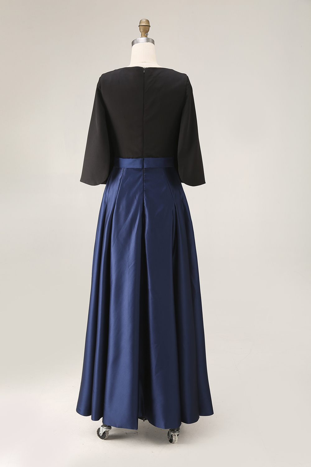 Evening Formal Dress Golden A-Line Crew Neck Satin Maxi Dress 