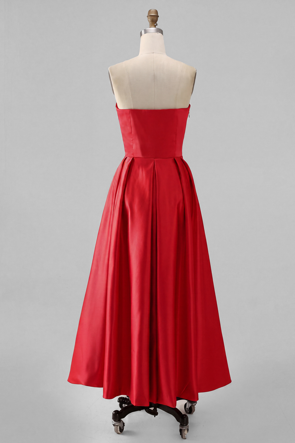 Red Formal Party Dress A-Line Strapless Maxi Dress 