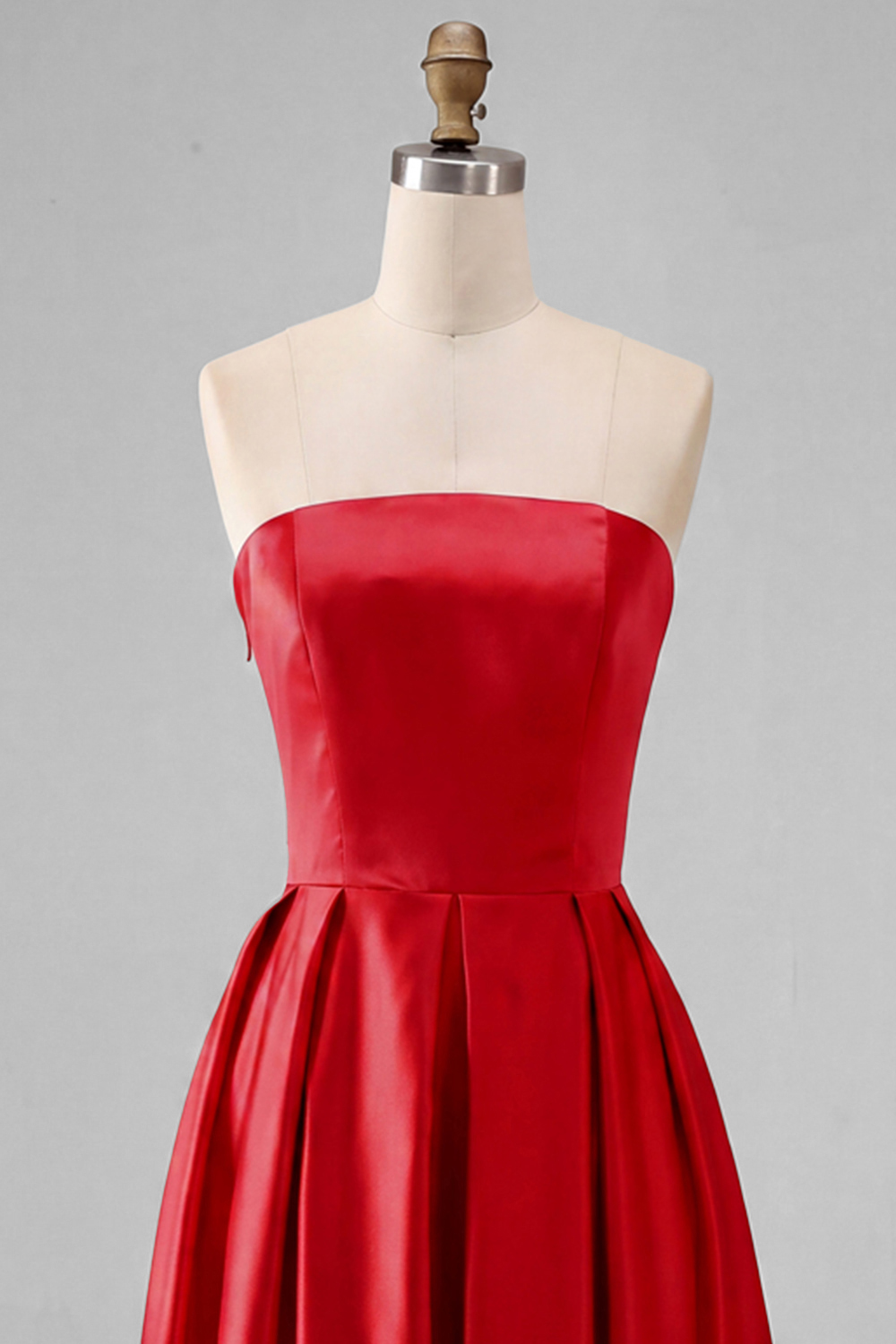 Red Formal Party Dress A-Line Strapless Maxi Dress 