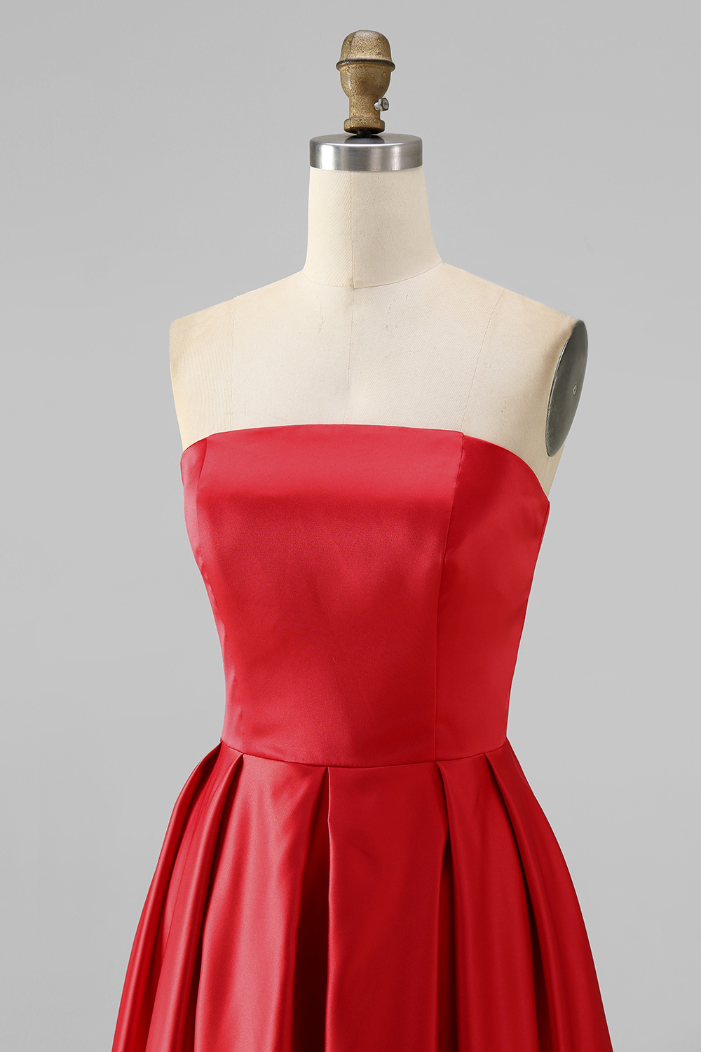 Red Formal Party Dress A-Line Strapless Maxi Dress 