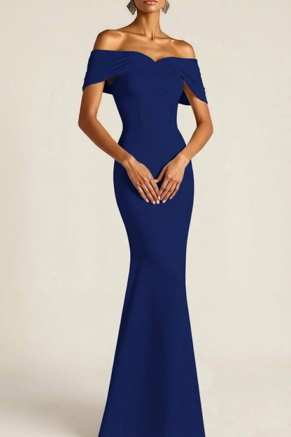 White Formal Dress Mermaid Off the Shoulder Corset Maxi Dress 