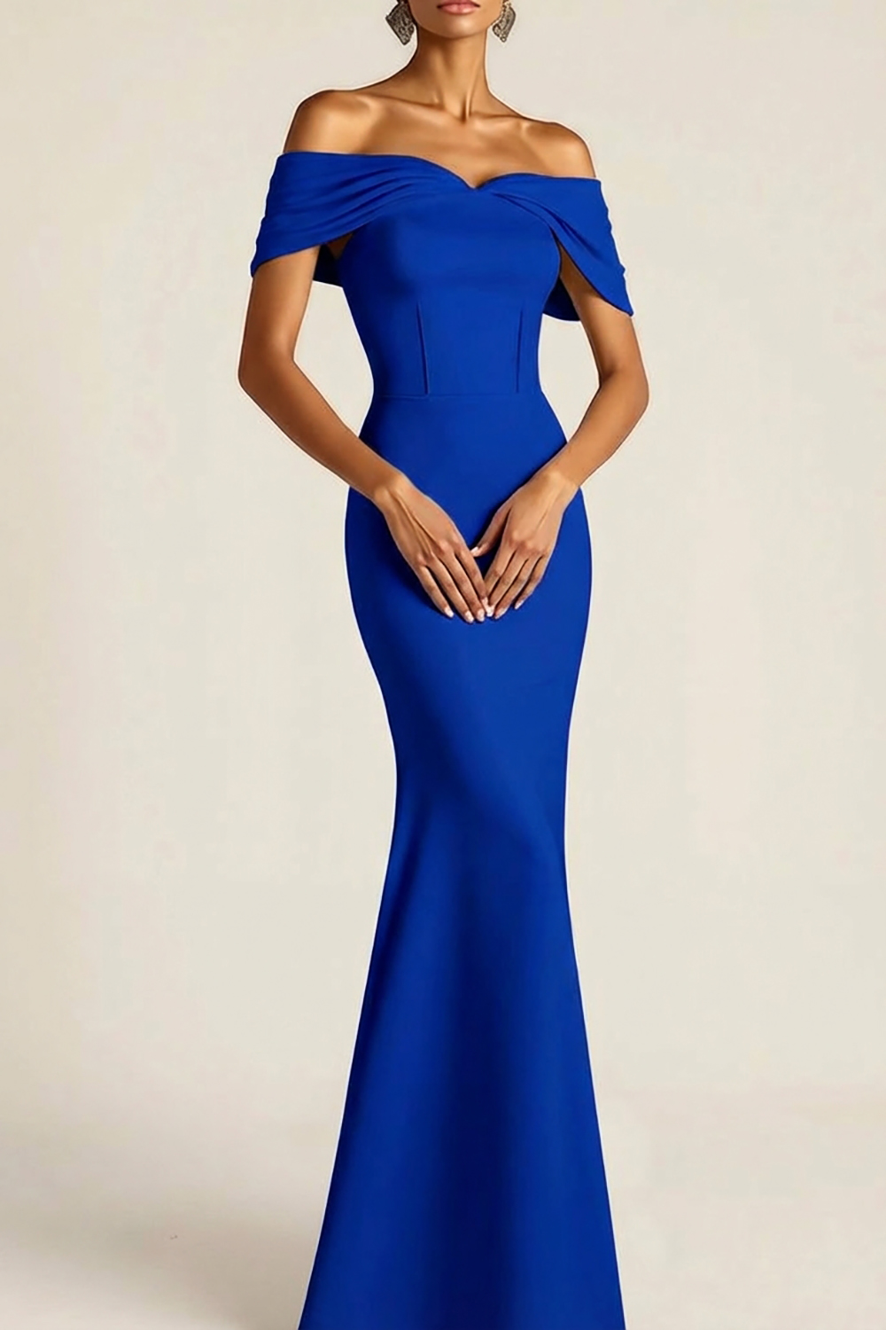 White Formal Dress Mermaid Off the Shoulder Corset Maxi Dress 