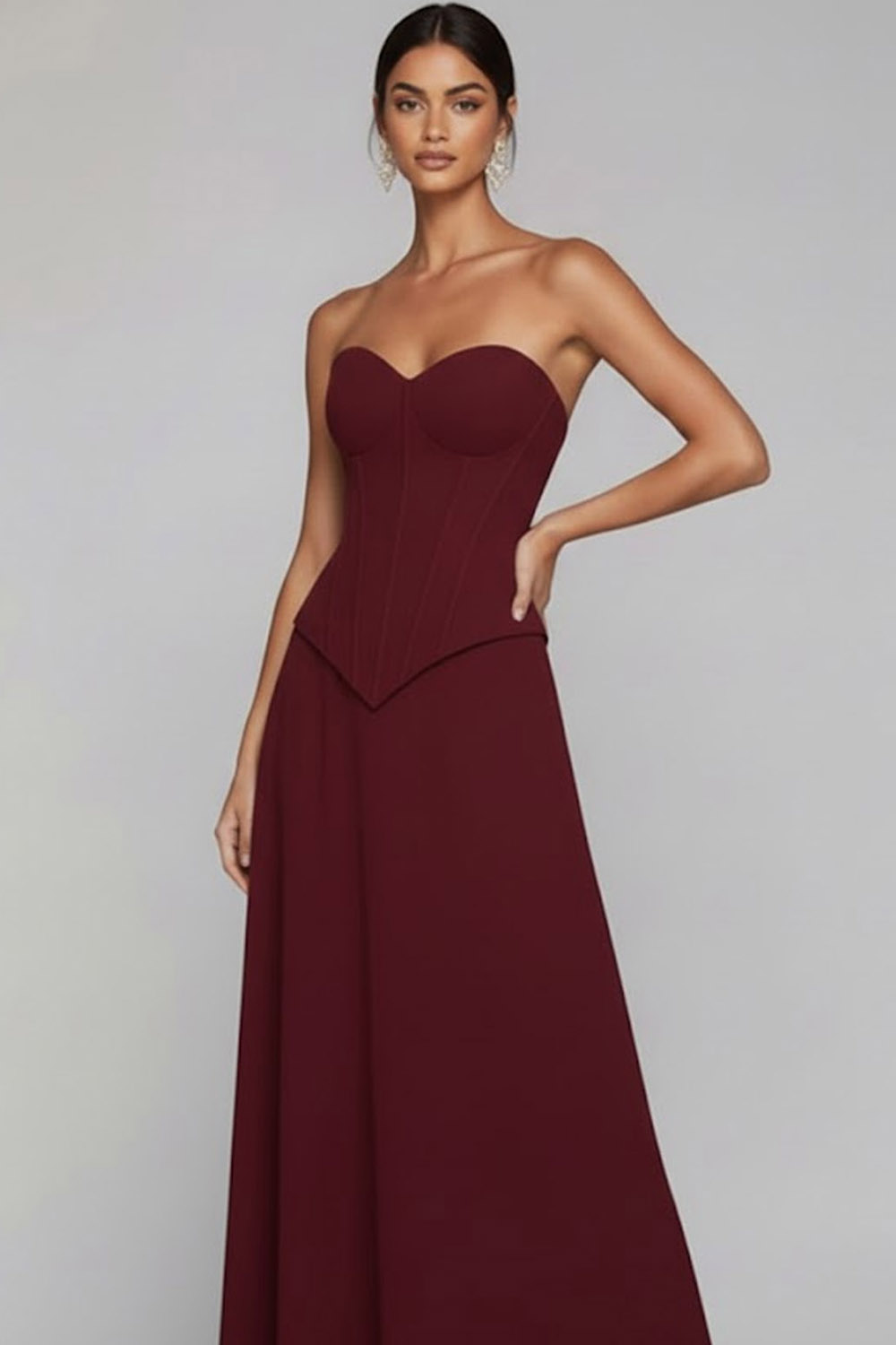 Emerald Green Formal Evening Dress Strapless Corset Lace-Up Maxi Dress