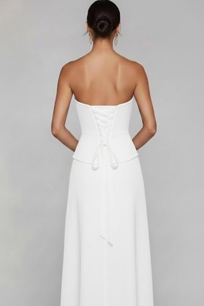 Emerald Green Formal Evening Dress Strapless Corset Lace-Up Maxi Dress