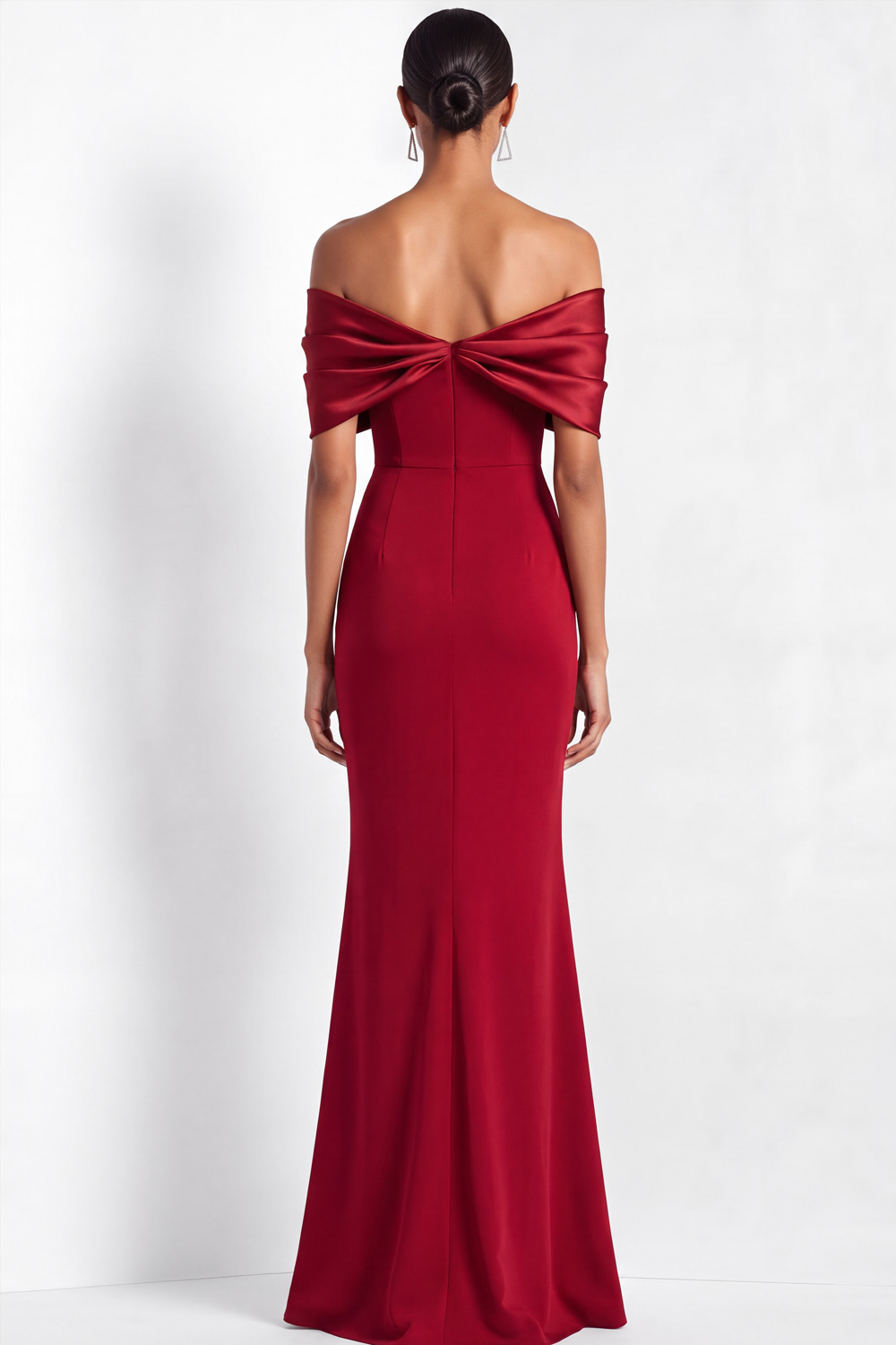 Evening Formal Dress Burgundy Mermaid Off the Shoulder Maxi Dress 